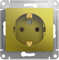 Розетка с заземлением без рамки Systeme Electric Glossa 1-м. фисташковый картинка